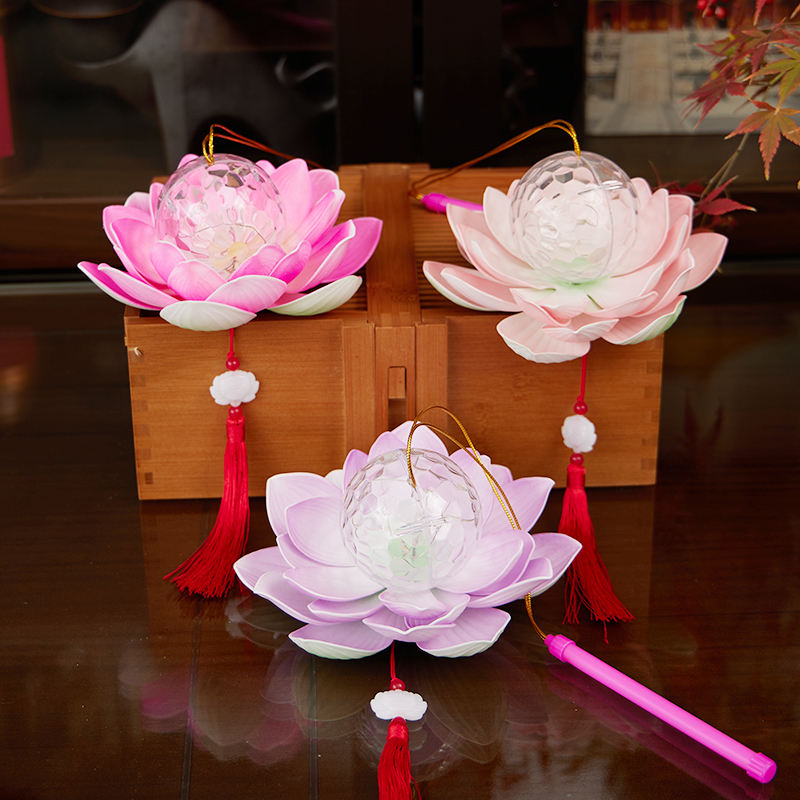 Colorful Projection Handheld LED Lotus Flower Lanterns