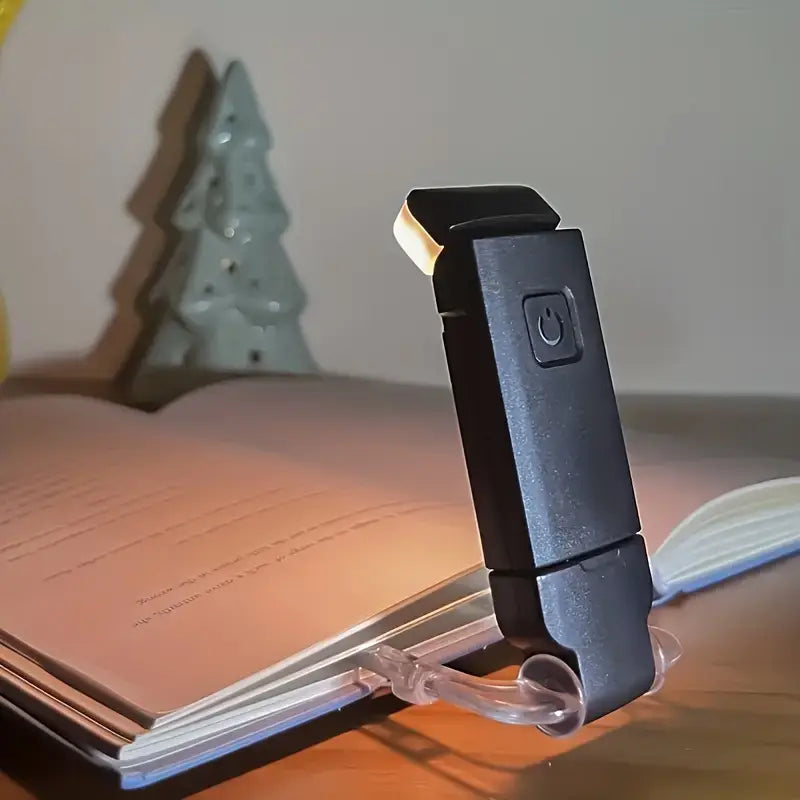 Portable USB Rechargeable Clip-On Reading Light, Foldable with 3 Brightness Levels & Eye Protection