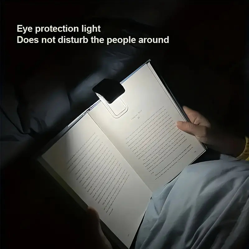 Portable USB Rechargeable Clip-On Reading Light, Foldable with 3 Brightness Levels & Eye Protection