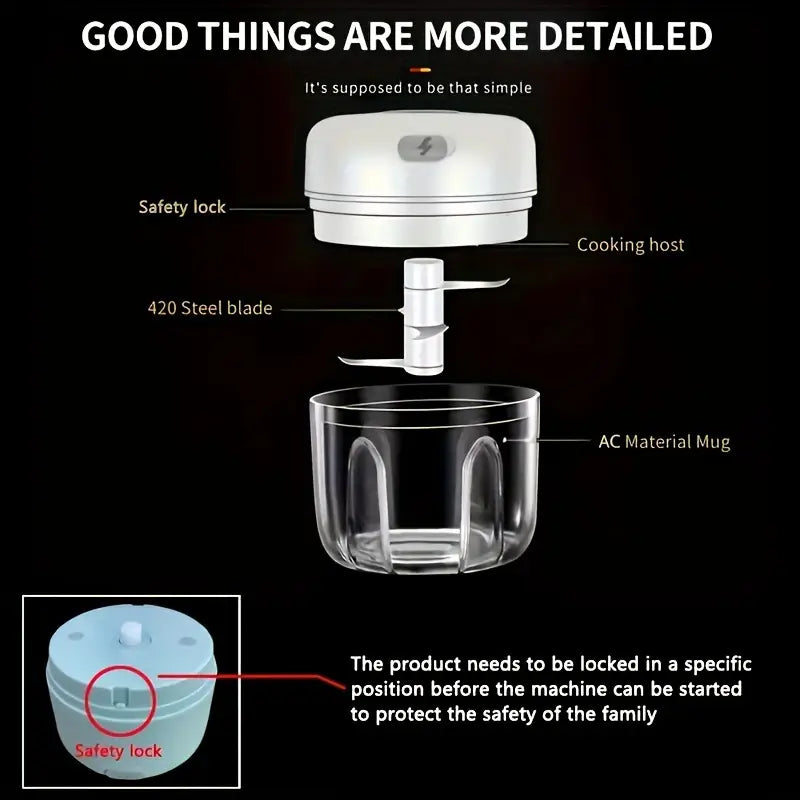 Cop Rose Mini Rechargeable Garlic Chopper & Meat Grinder, Compact Food Processor for Garlic, Onion, Nuts & More