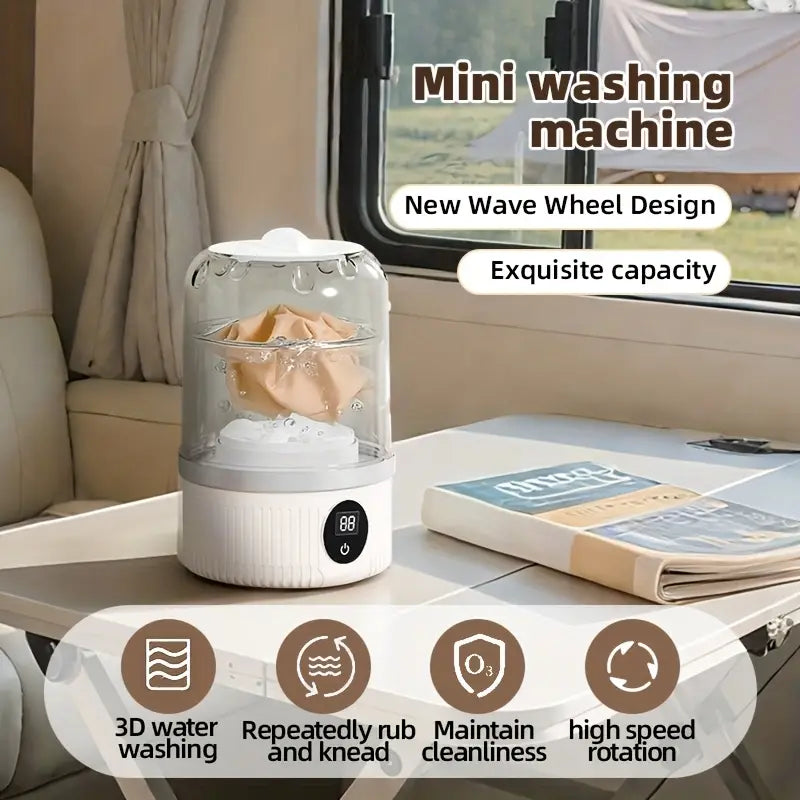Portable Automatic Washing Machine, Rechargeable Mini Washer for Travel & Home Use