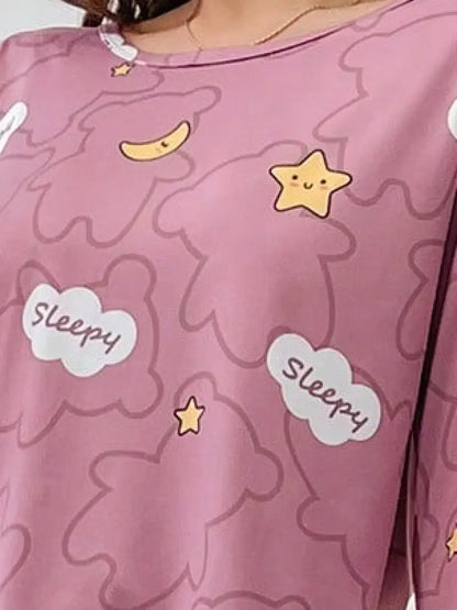 Outside Cozy Cartoon Print Home & Streetwear (Pack of 3)