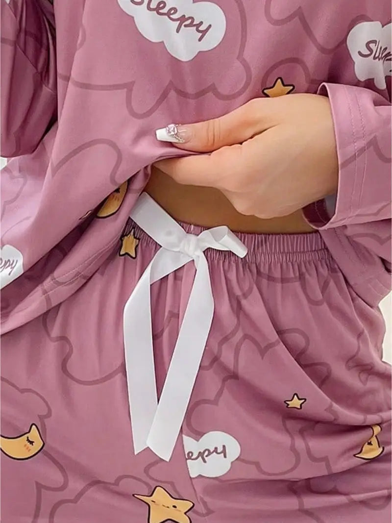 Outside Cozy Cartoon Print Home & Streetwear (Pack of 3)