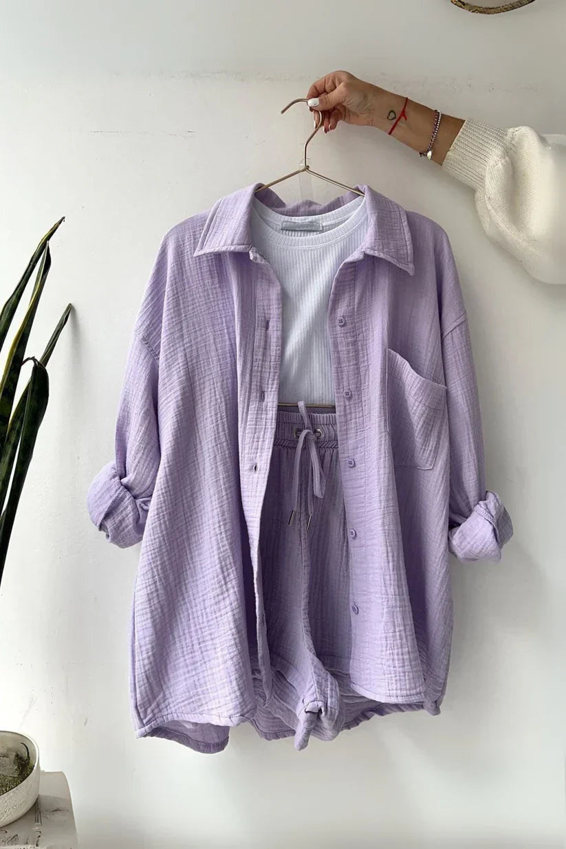 Soft Lavender – Relaxed Two-Piece Cotton Set