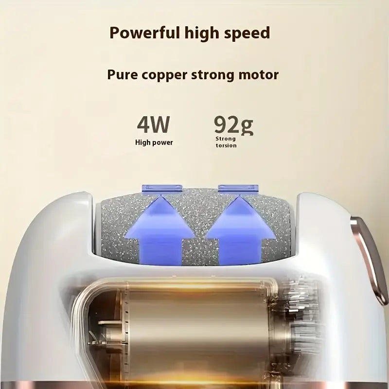 Rechargeable Electric Foot File with 3 Replaceable Heads, USB Charging, Portable Pedicure Tool