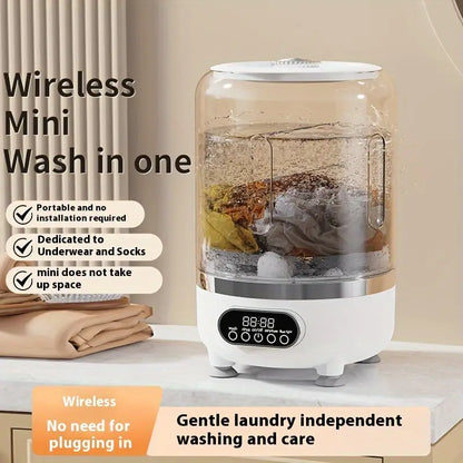 Mini Automatic Washing & Drying Machine, Portable Clothes Washer with Rechargeable Battery