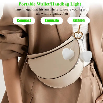 USB Rechargeable Heart-Shaped Handbag Light, Touch-Sensitive LED Bag Lamp