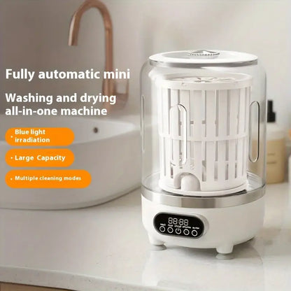 Mini Automatic Washing & Drying Machine, Portable Clothes Washer with Rechargeable Battery