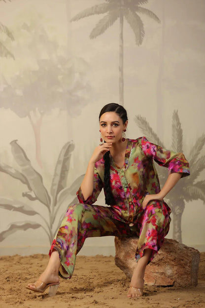 Chill Mode Co-Ord Set Half Sleeve T-shirt & Straight Leg Pant