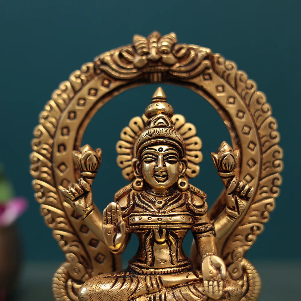 Brass Lakshmi/Laxmi and Ganesh Set In 7"
