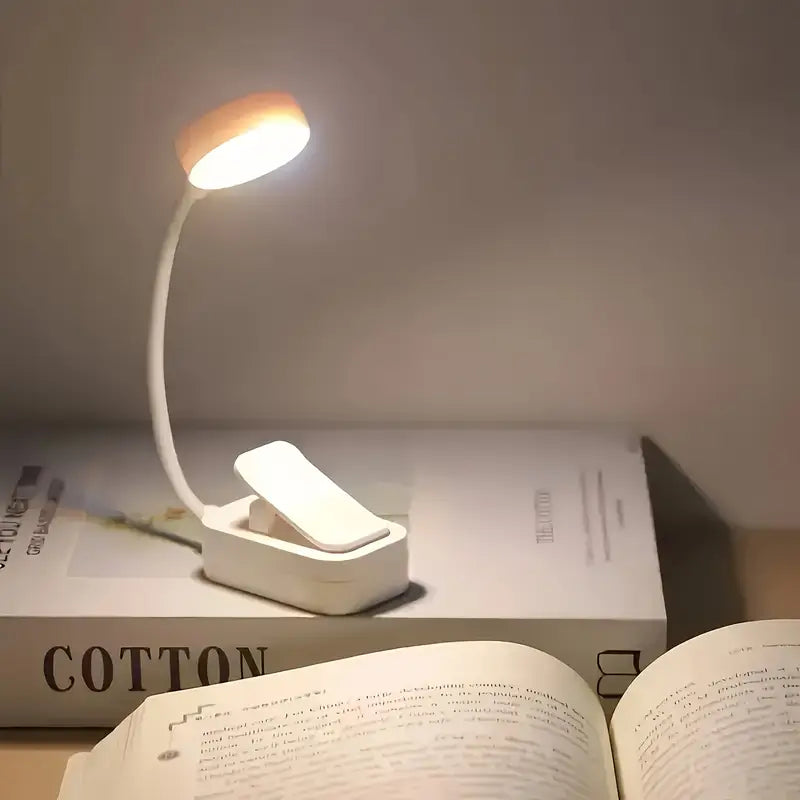Portable Mini Clip-On Night Light, Battery-Powered Book Lamp with 3 Color Modes