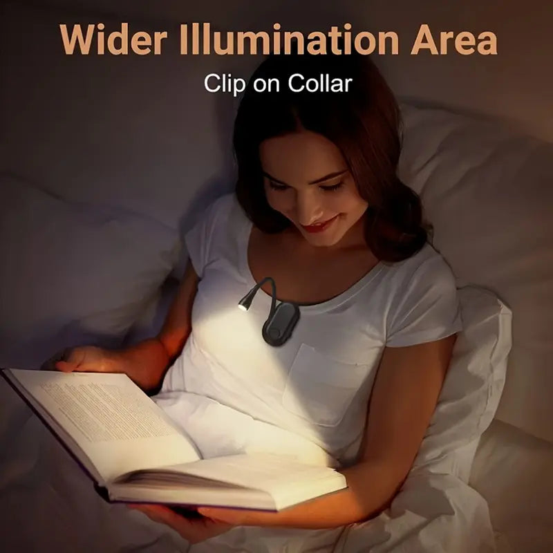 Mini Portable Clip-On Book Light, 3 Colors, USB-C Rechargeable, 360° Foldable LED Reading Lamp