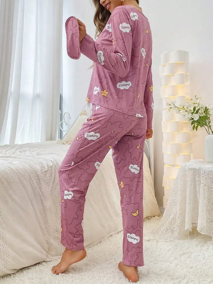 Outside Cozy Cartoon Print Home & Streetwear (Pack of 3)