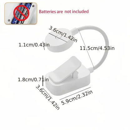 Portable Mini Clip-On Night Light, Battery-Powered Book Lamp with 3 Color Modes