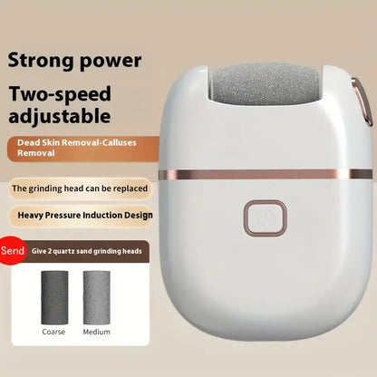 Rechargeable Electric Foot File with 3 Replaceable Heads, USB Charging, Portable Pedicure Tool
