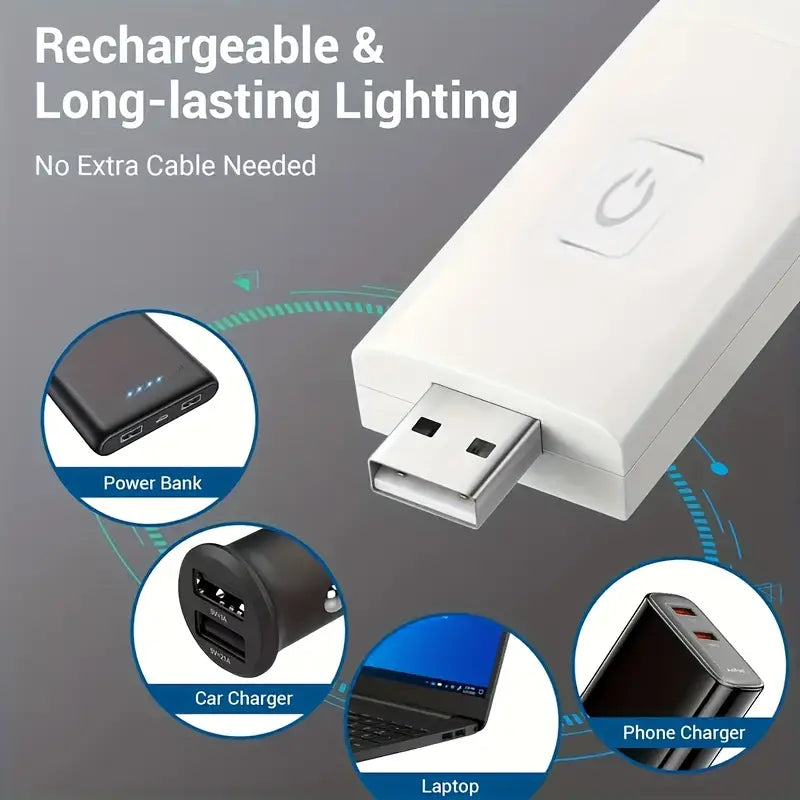 Portable USB Rechargeable Clip-On Reading Light, Foldable with 3 Brightness Levels & Eye Protection
