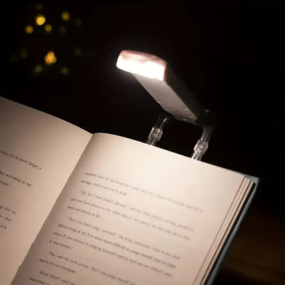 Portable USB Rechargeable Clip-On Reading Light, Foldable with 3 Brightness Levels & Eye Protection