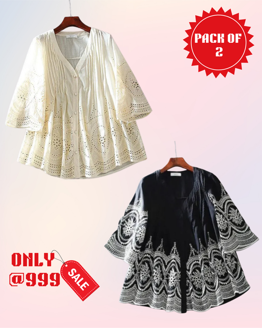 PACK OF 2 Luxury Cotton Chikankari Kurti