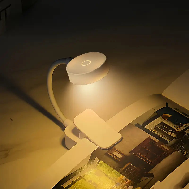 Portable Mini Clip-On Night Light, Battery-Powered Book Lamp with 3 Color Modes
