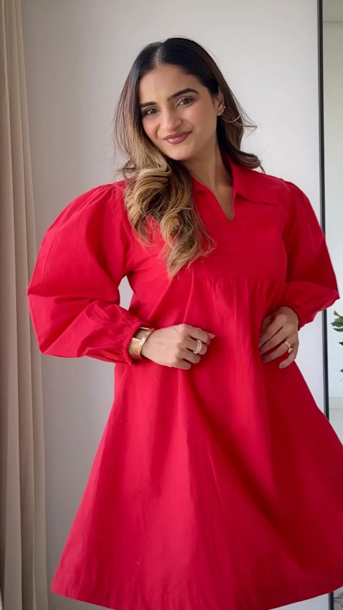 Cherry Red Poplin Dress