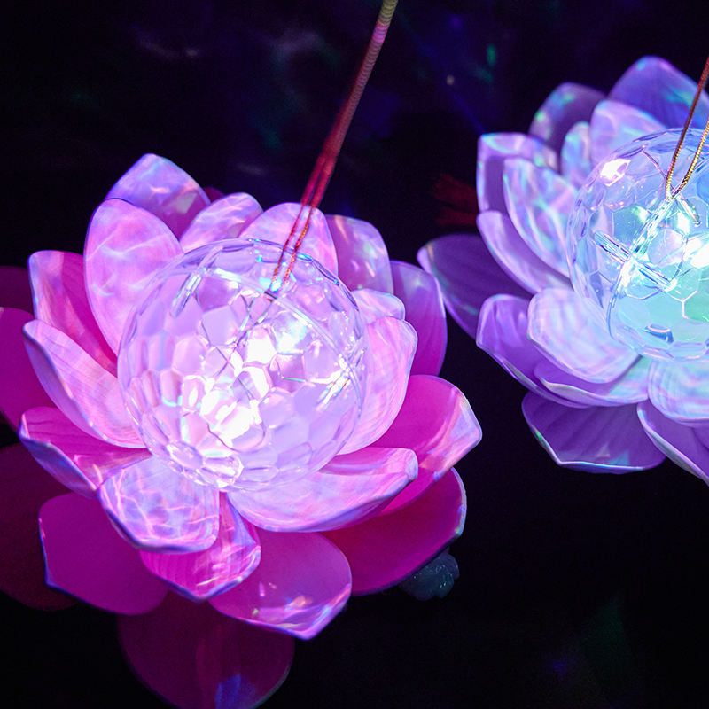 Colorful Projection Handheld LED Lotus Flower Lanterns