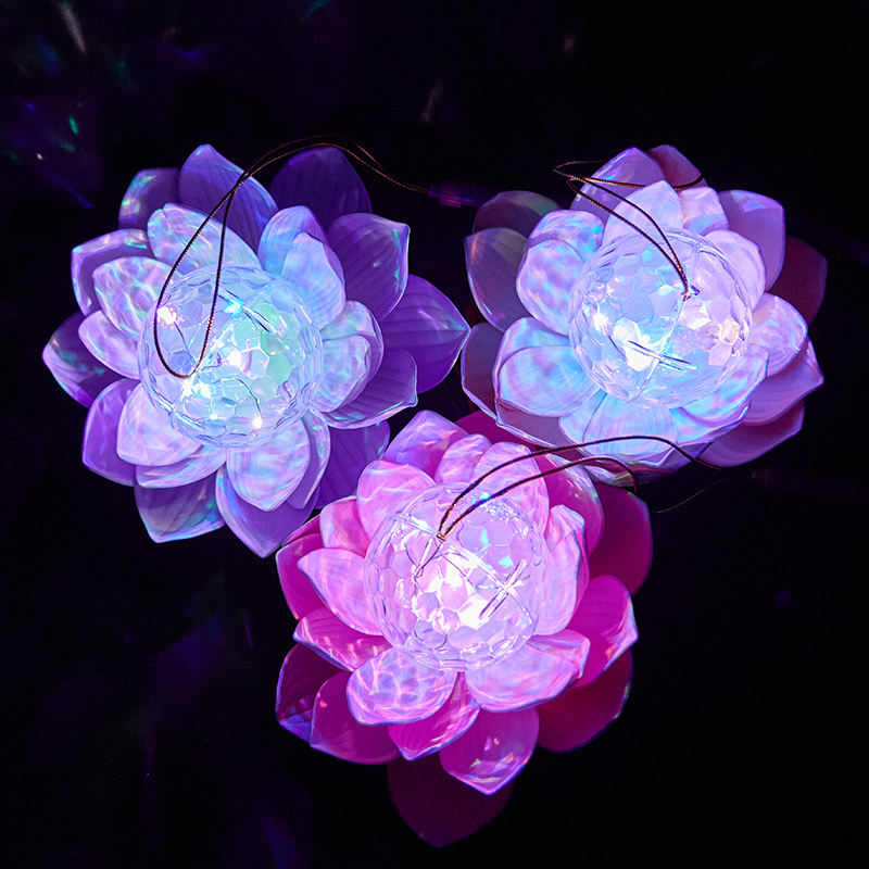 Colorful Projection Handheld LED Lotus Flower Lanterns