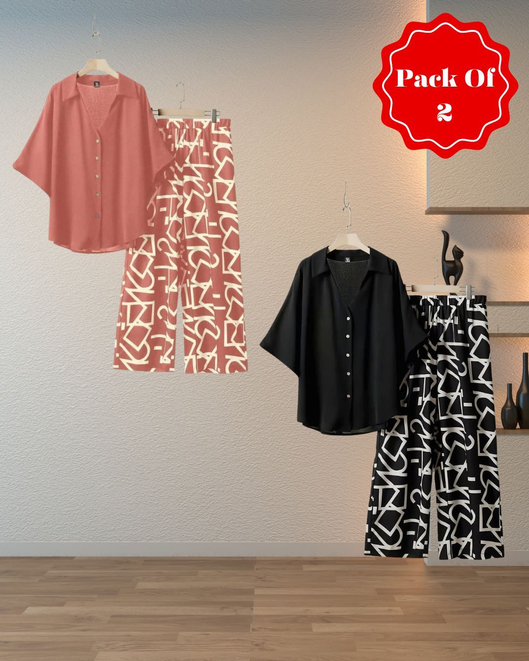 Pack Of 2 Pine Dream – Printed Palazzo & Elegant Top