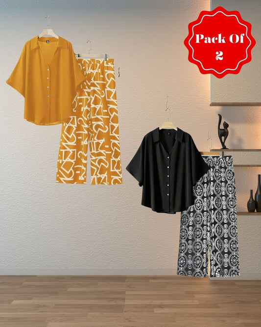 Pack Of 2 Pine Dream – Printed Palazzo & Elegant Top