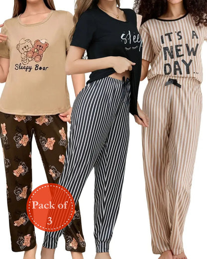 Outside Cozy Cartoon Print Home & Streetwear (Pack of 3)