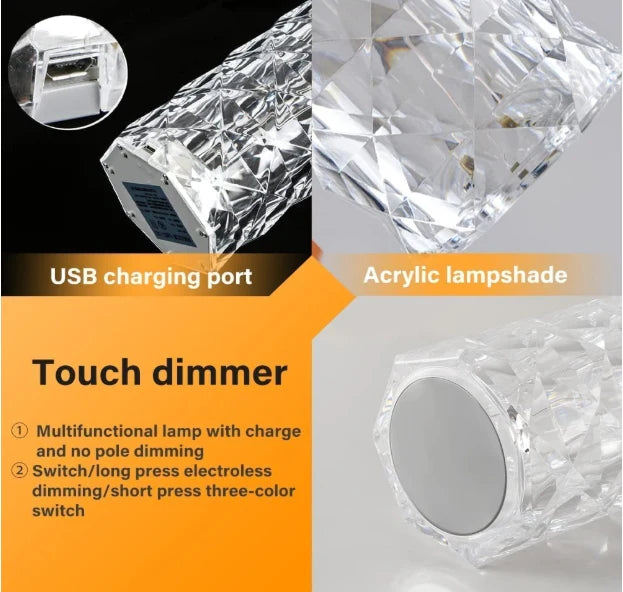 Crystal Lamp,16 Color Changing Rose Crystal Diamond Table Lamp