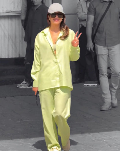 Priyanka Chopra Muse Pastel Pista Cotton Coord Set