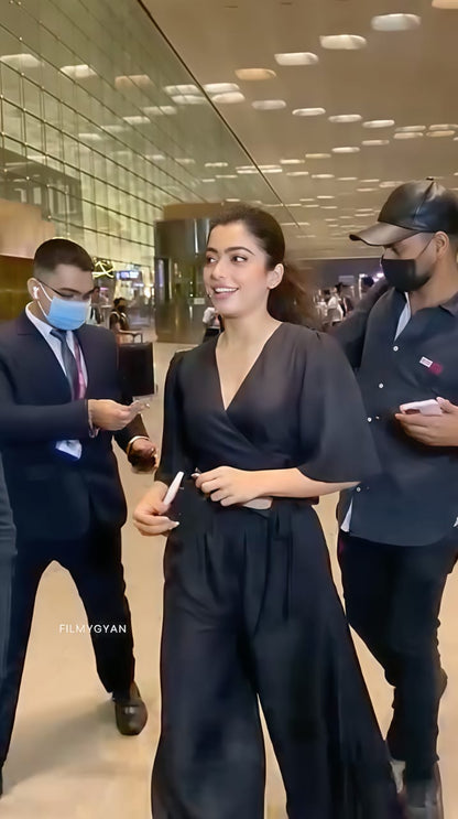 Rashmika Mandana Muse Black Cotton Coord Set