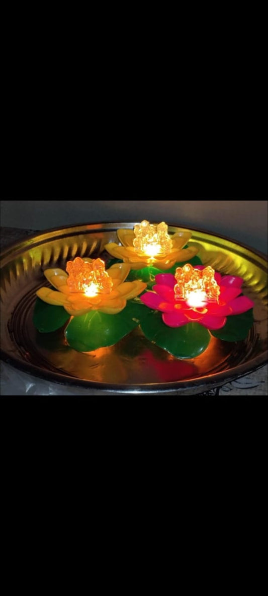 Pack of 5 Floating Lotus LED Sensor Lights – Multicolor Decorative Lights for Home & Festive Decoration