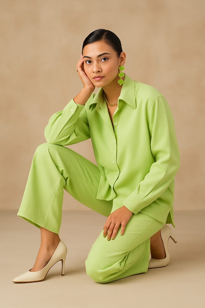 Priyanka Chopra Muse Pastel Pista Cotton Coord Set