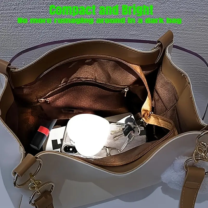 USB Rechargeable Heart-Shaped Handbag Light, Touch-Sensitive LED Bag Lamp