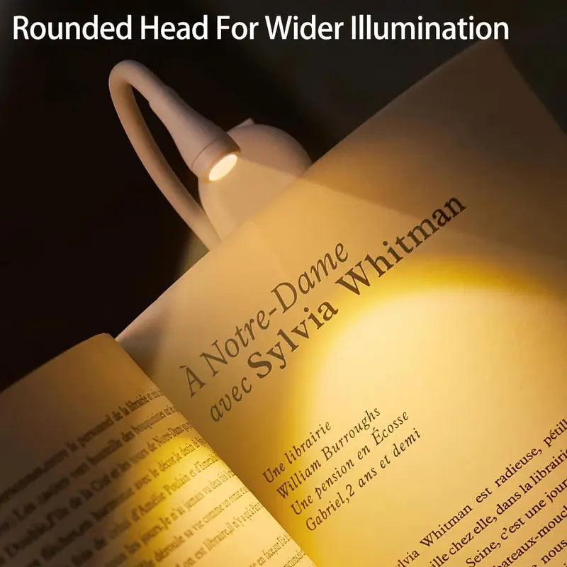Mini Portable Clip-On Book Light, 3 Colors, USB-C Rechargeable, 360° Foldable LED Reading Lamp