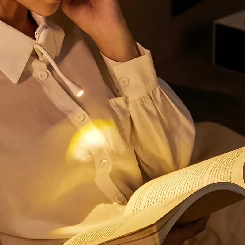 Mini Portable Clip-On Book Light, 3 Colors, USB-C Rechargeable, 360° Foldable LED Reading Lamp