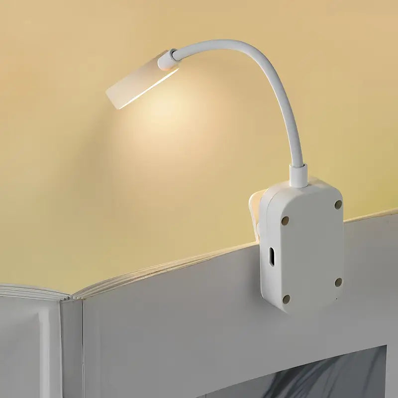 Portable Mini Clip-On Night Light, Battery-Powered Book Lamp with 3 Color Modes