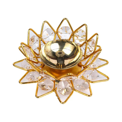 Floral Golden Flower Metal Diya