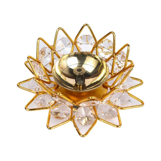 Floral Golden Flower Metal Diya