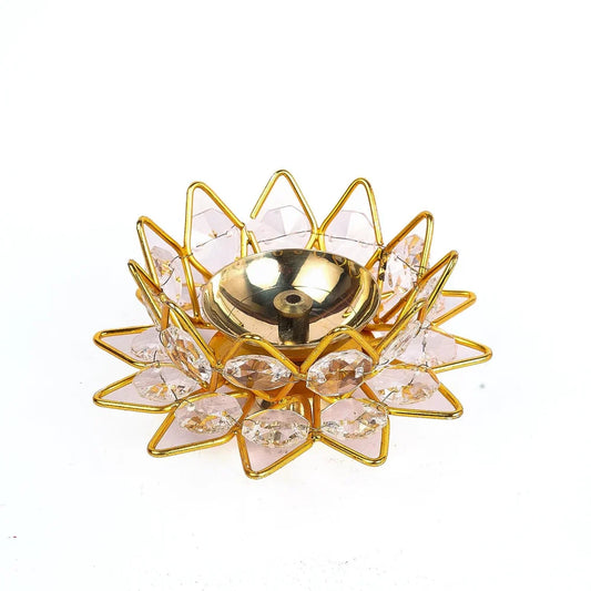 Floral Golden Flower Metal Diya