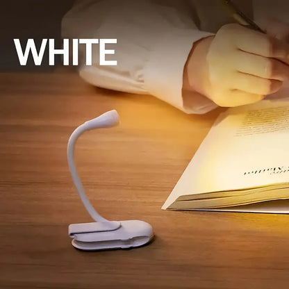 Mini Portable Clip-On Book Light, 3 Colors, USB-C Rechargeable, 360° Foldable LED Reading Lamp