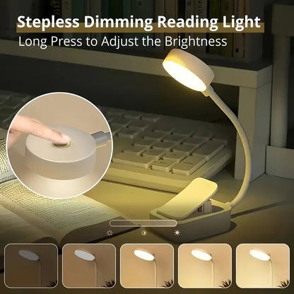 Portable Mini Clip-On Night Light, Battery-Powered Book Lamp with 3 Color Modes