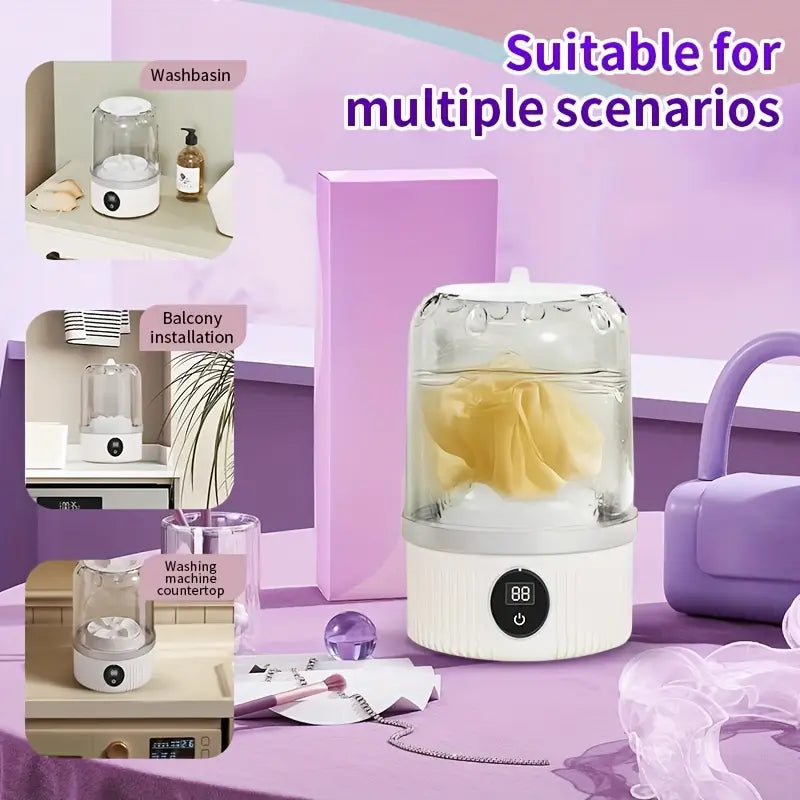 Portable Automatic Washing Machine, Rechargeable Mini Washer for Travel & Home Use
