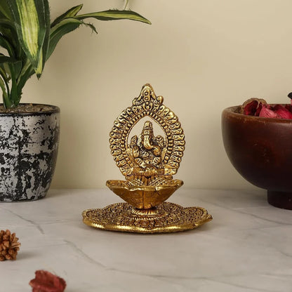 Aluminum Ganesha Diya for Puja