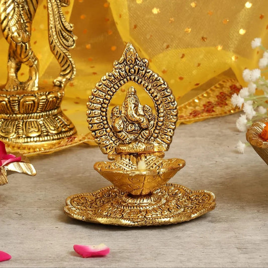 Aluminum Ganesha Diya for Puja