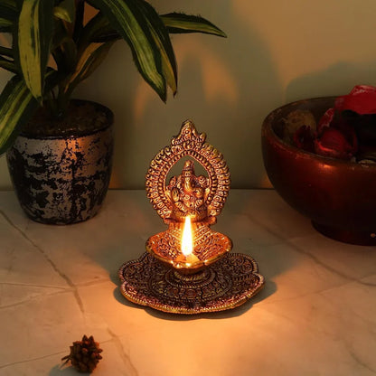 Aluminum Ganesha Diya for Puja
