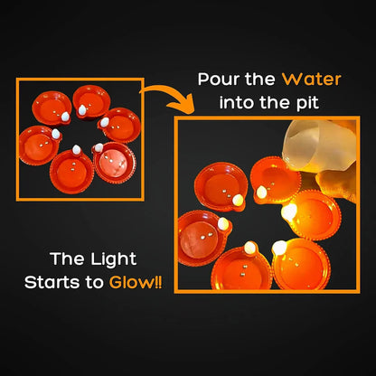 Pack Of 16 Water Sensor LED Diya - No Fire, No Smoke, No Oil – Just Radiant Light