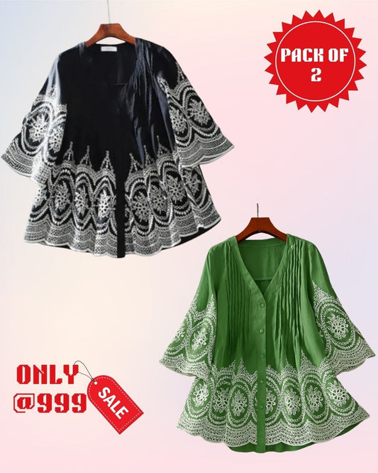 PACK OF 2 Luxury Cotton Chikankari Kurti