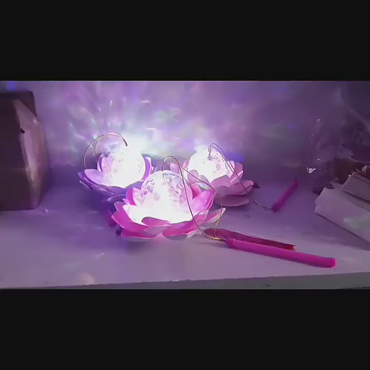 Colorful Projection Handheld LED Lotus Flower Lanterns